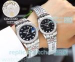 High Quality Clone Rolex Datejust Black Dial Stainless Steel Lovers Watch